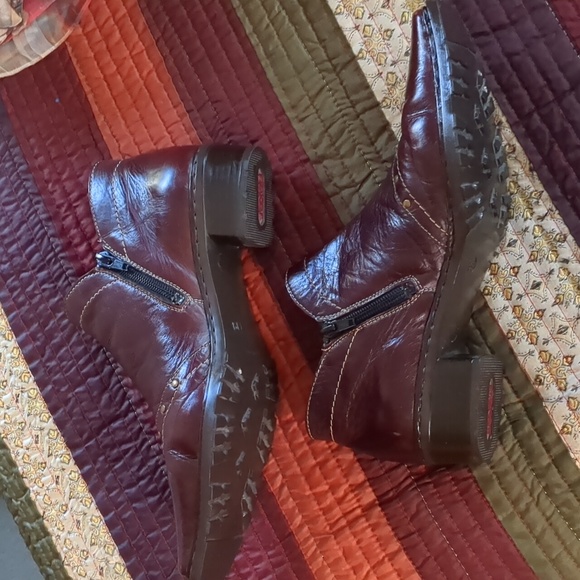 RIEKER* Brown leather studded side zip cowboy style square toe shoe/bootie 39 - Picture 7 of 16